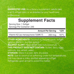 Menaquinone-7 MK-7 softgels in virgin coconut oil base