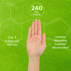 Front of bottle highlighting Non-GMO and 240 softgels