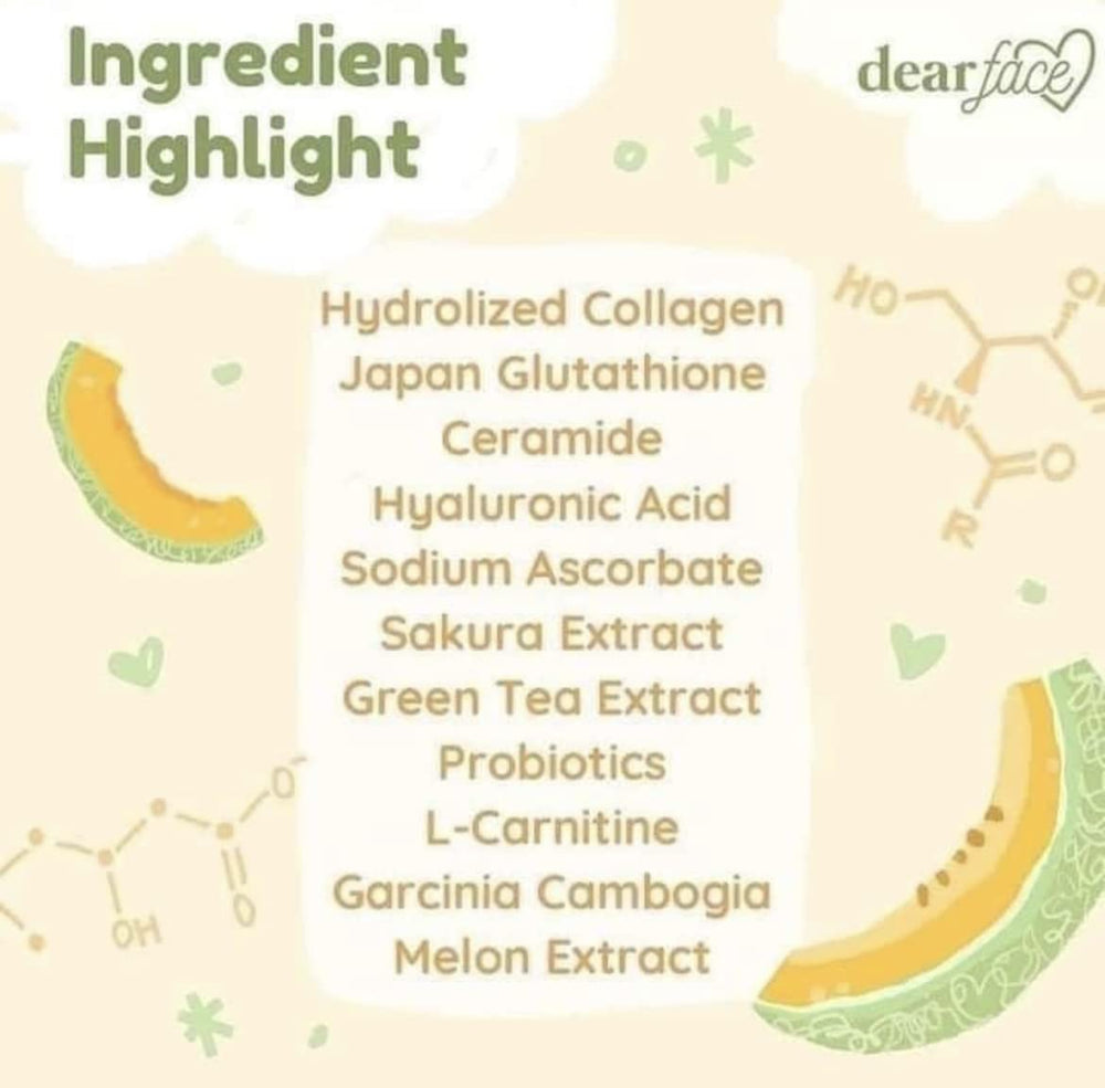Nutritional information panel showing calories for Melon and Strawberry flavors