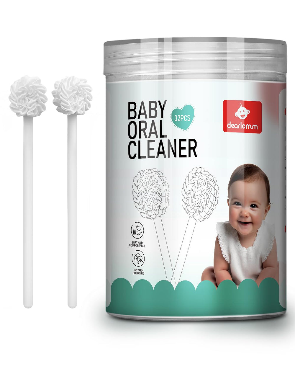 Dearlomum 32PCS Baby Tongue Cleaner package and components