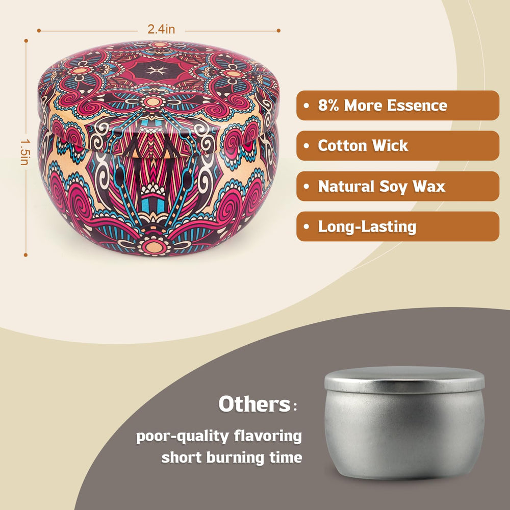 Decorative candles and tin packaging for home decor