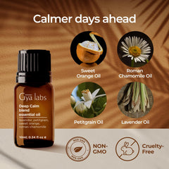 Close-up of Deep Calm label on bottle