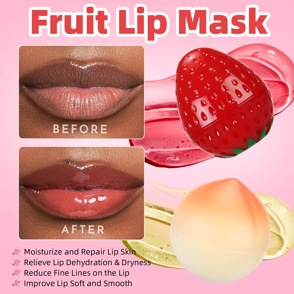 Deepmind peach lip mask pot moisturizes lips for a soft morning glow.