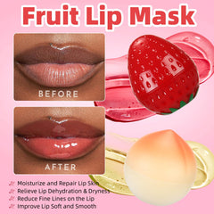 Deepmind peach lip mask pot moisturizes lips for a soft morning glow.