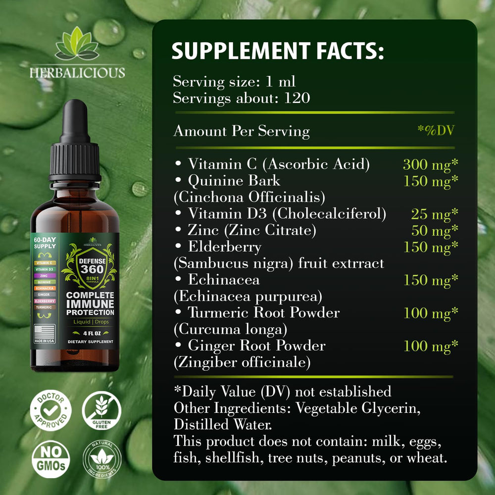 Defence360 Immune Support packaging with box and bottle