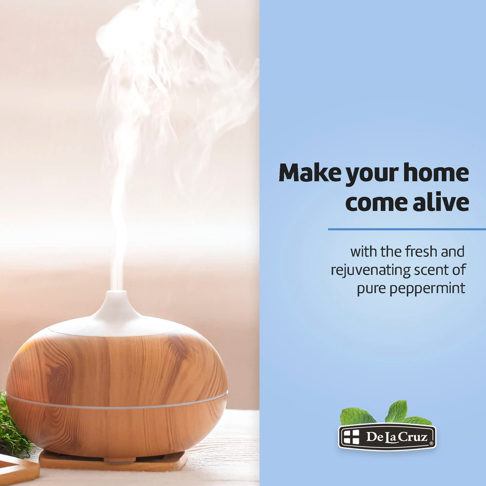 Aromatherapy setup featuring peppermint essential oil