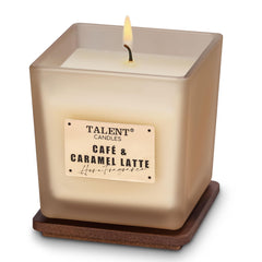 Deluxe Noble scented candle in a stylish square container with dark lid