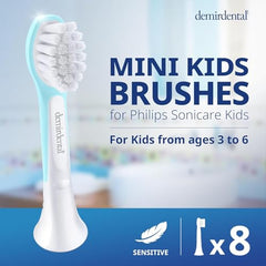 Mini turquoise replacement toothbrush head for ages 3 to 6