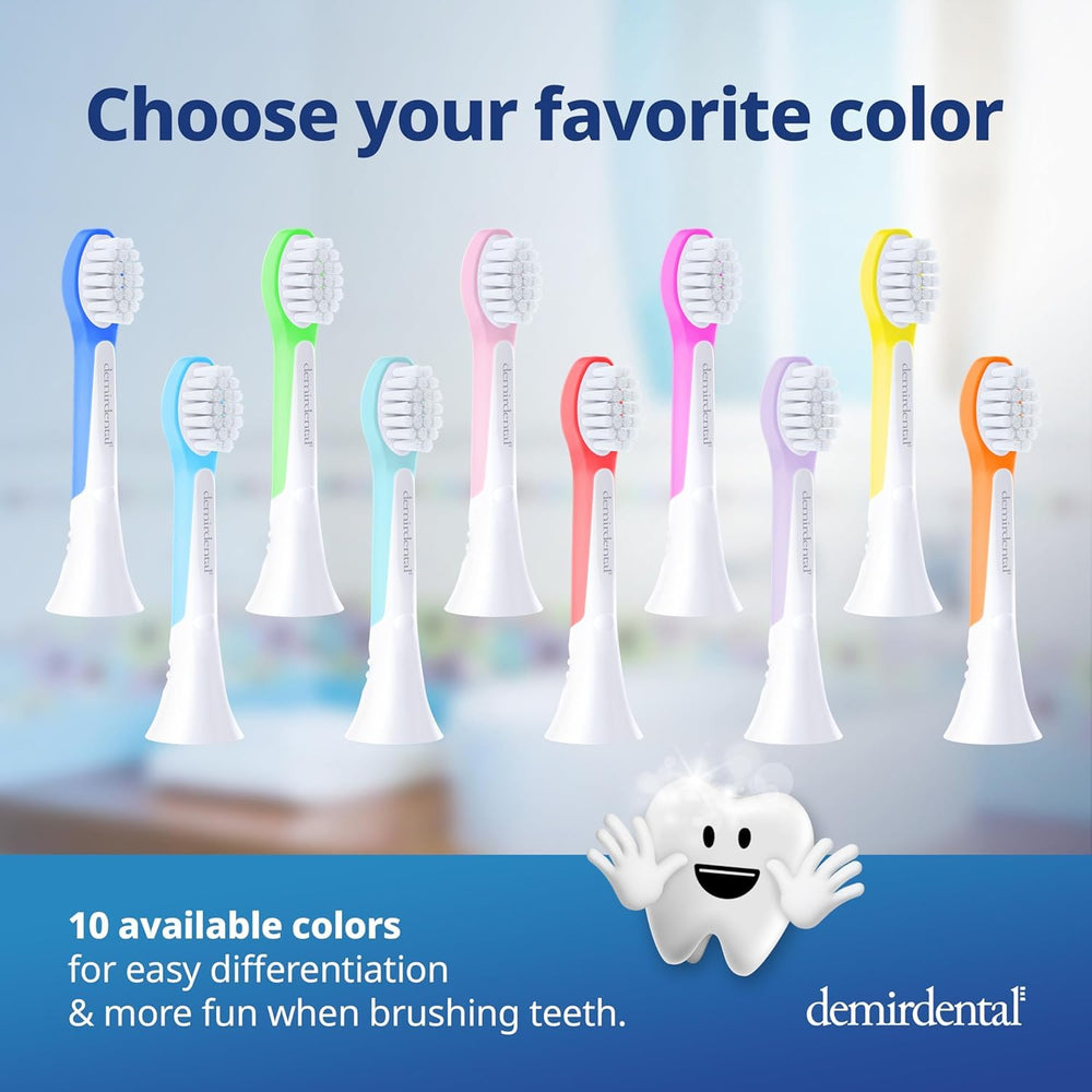 German-made Demirdental Kids mini toothbrush heads in turquoise