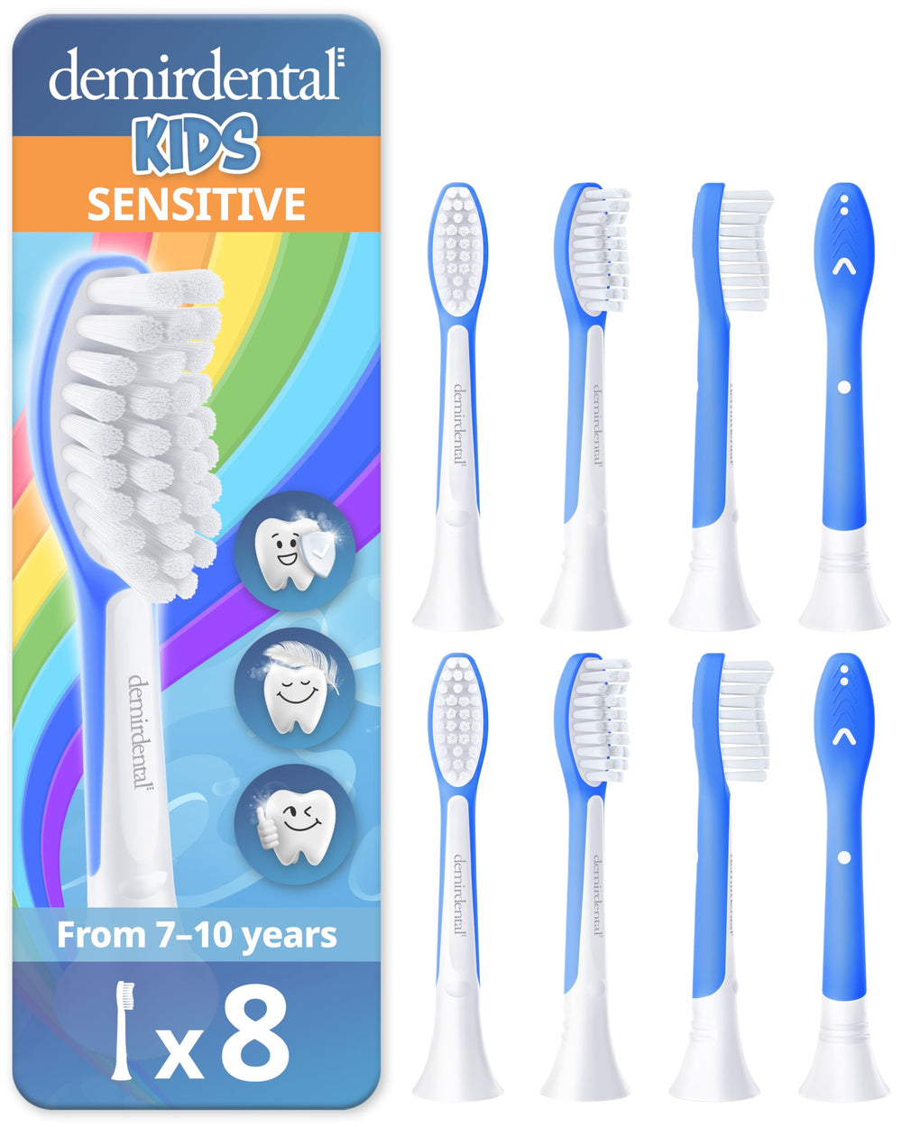 Demirdental Kids Toothbrush Head for ages 7-10 in dark blue compatible with Philips Sonicare Kids