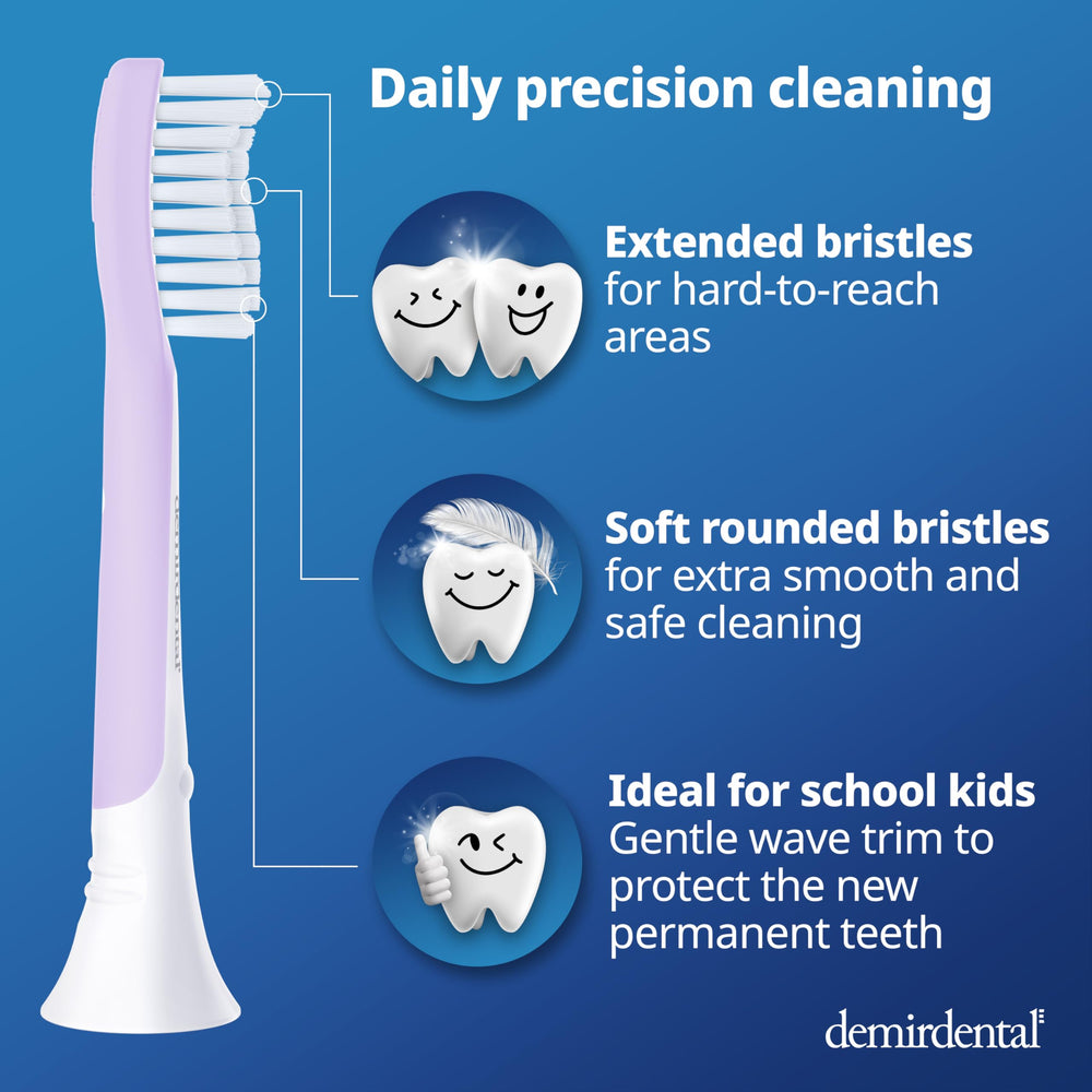 Side view showing compatibility with Philips Sonicare Kids and adult toothbrushes