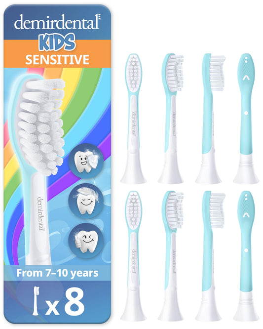 Demirdental kids toothbrush heads turquoise 7-10 pack