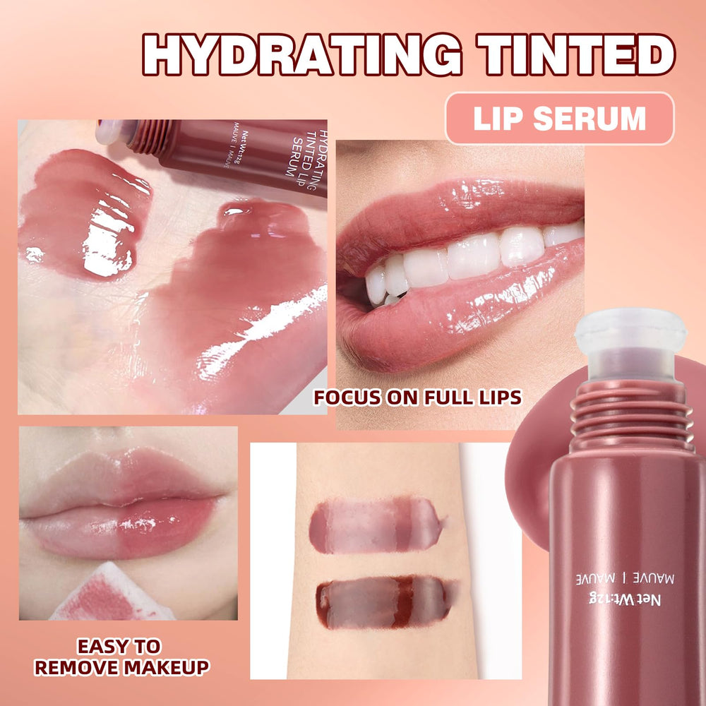 DENESTUP glass finish gloss packaging and glossy lips under light.