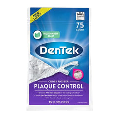Unique 2x cross floss design curves around teeth for better cleaning