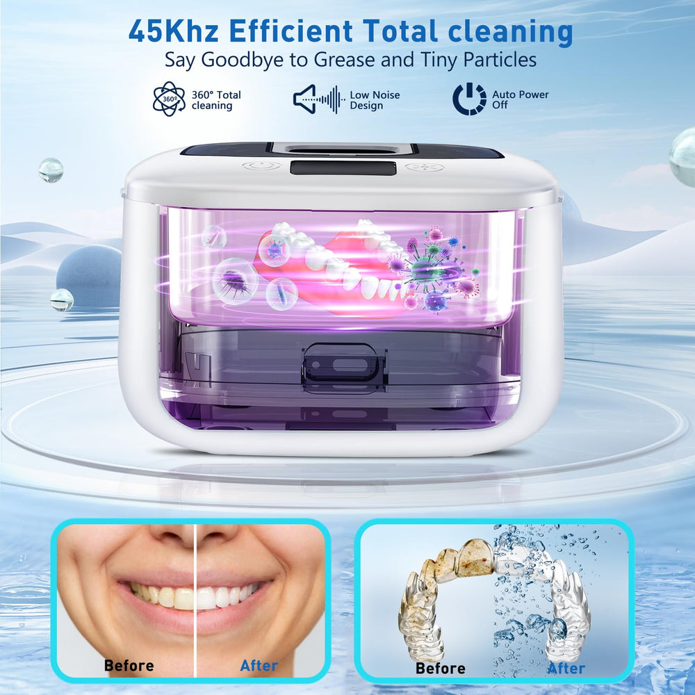 Dental cleaning pod for night guards dentures and retainers