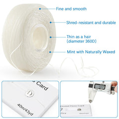 Credit card dental floss with built-in mirror back view