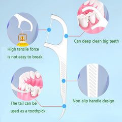 Unflavored dental floss picks with non-slip handle