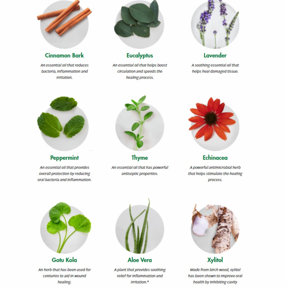 Vegan, gluten-free, non-GMO icons for Essentials toothpaste