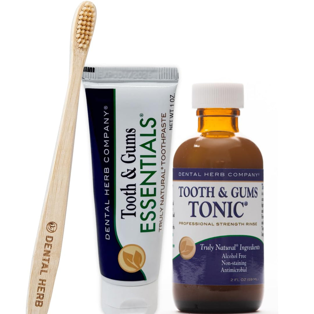 Dental Herb Company travel kit with Tonic Mouthwash and Essentials Toothpaste (2 oz and 1 oz)
