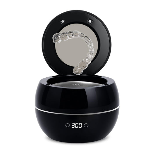 Dental ultrasonic retainer cleaner pod in black with 250ml capacity