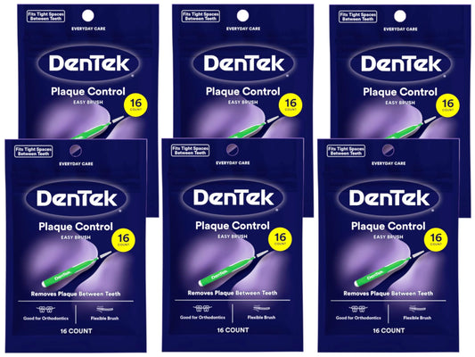 Dentek Easy Brush Cleaners Extra Tight Spaces packaging with 6 pieces