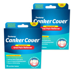Dentemp Canker Cover 2-pack packaging with 12 count tablets