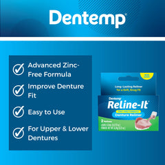 Person applying Dentemp reliner to dentures for a secure fit