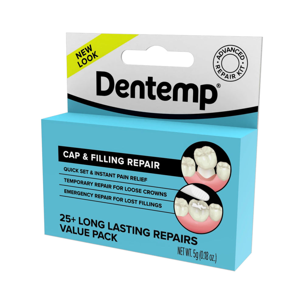 Applying Dentemp cement to a loose cap using the applicator.