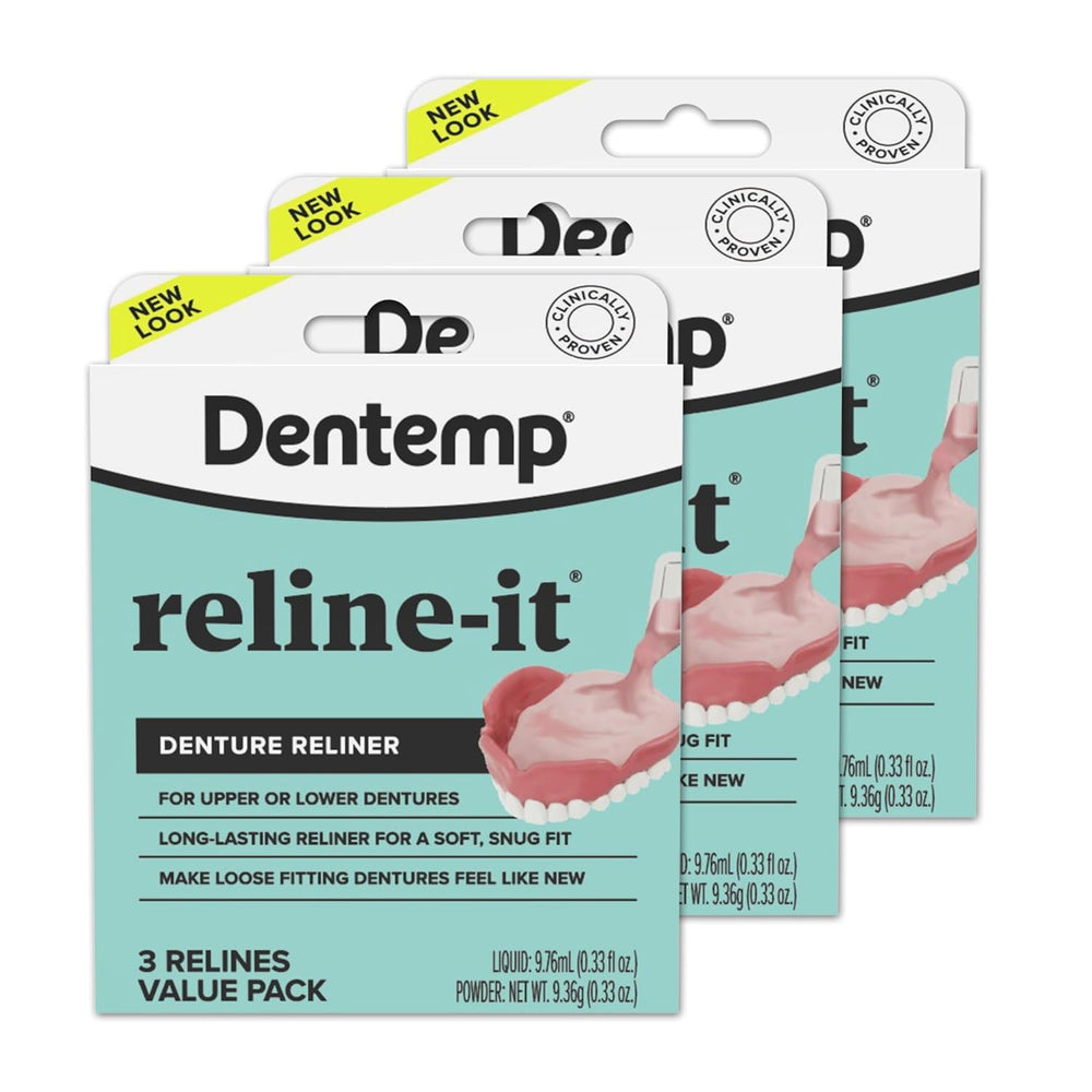 Packaging for Dentemp Reline-It 3-pack