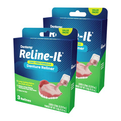 Back of Dentemp Reline-It kit packaging with instructions