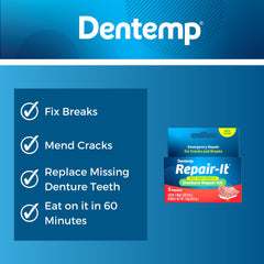 Denture with replaced loose teeth using Dentemp kit