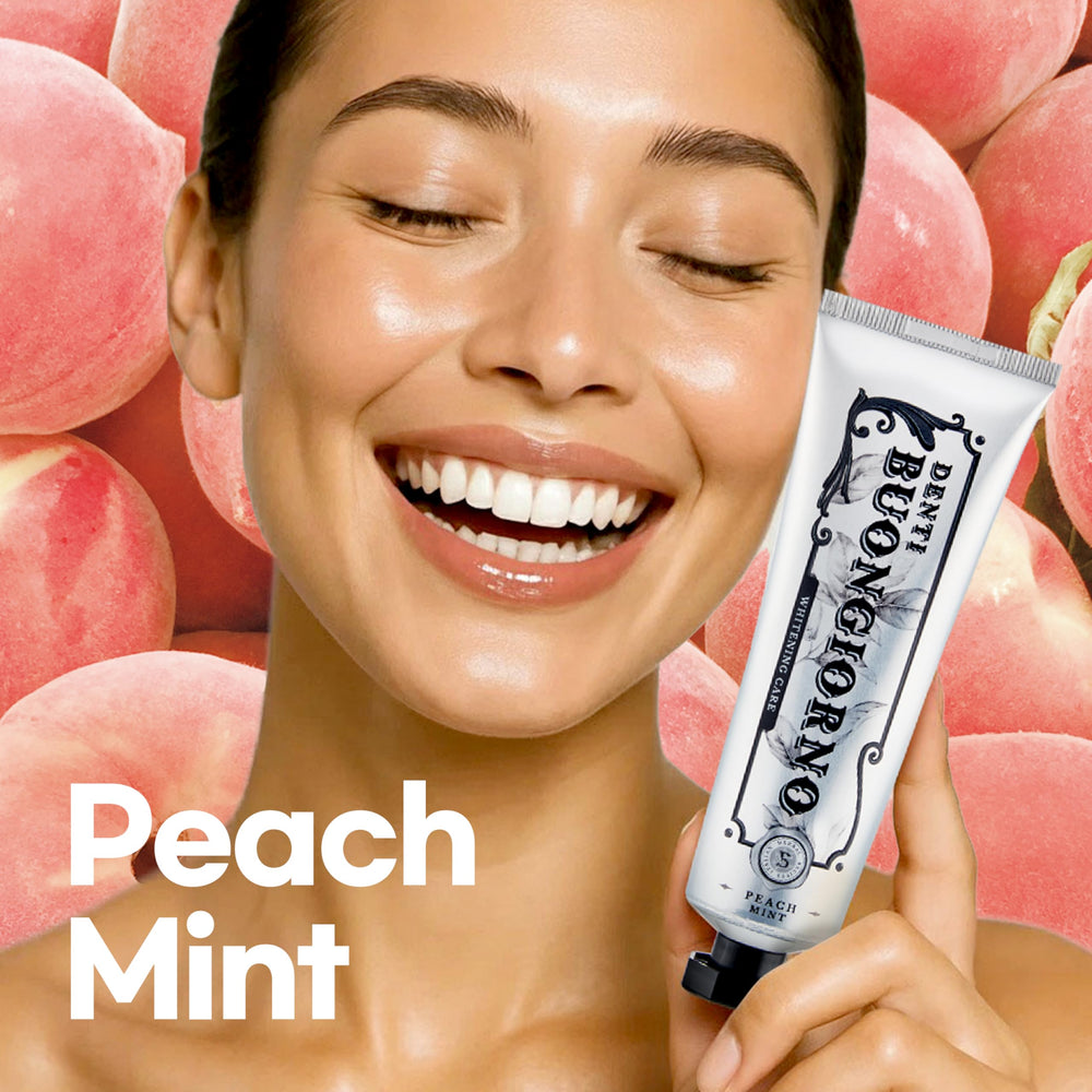 DENTI BUONGIORNO Peach Mint toothpaste packaging