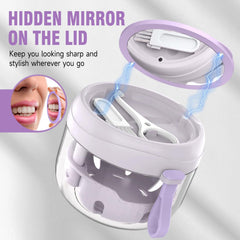 Compact portable denture box with wrist strap