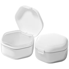White denture bath case with lid and three-layer seal