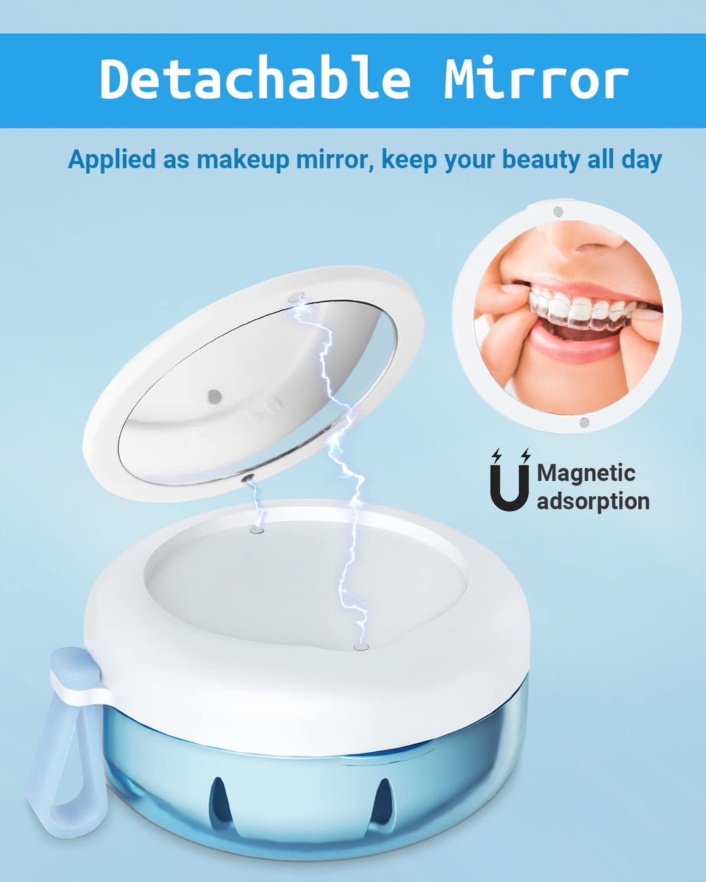 Two-head cleaning brush included with denture case