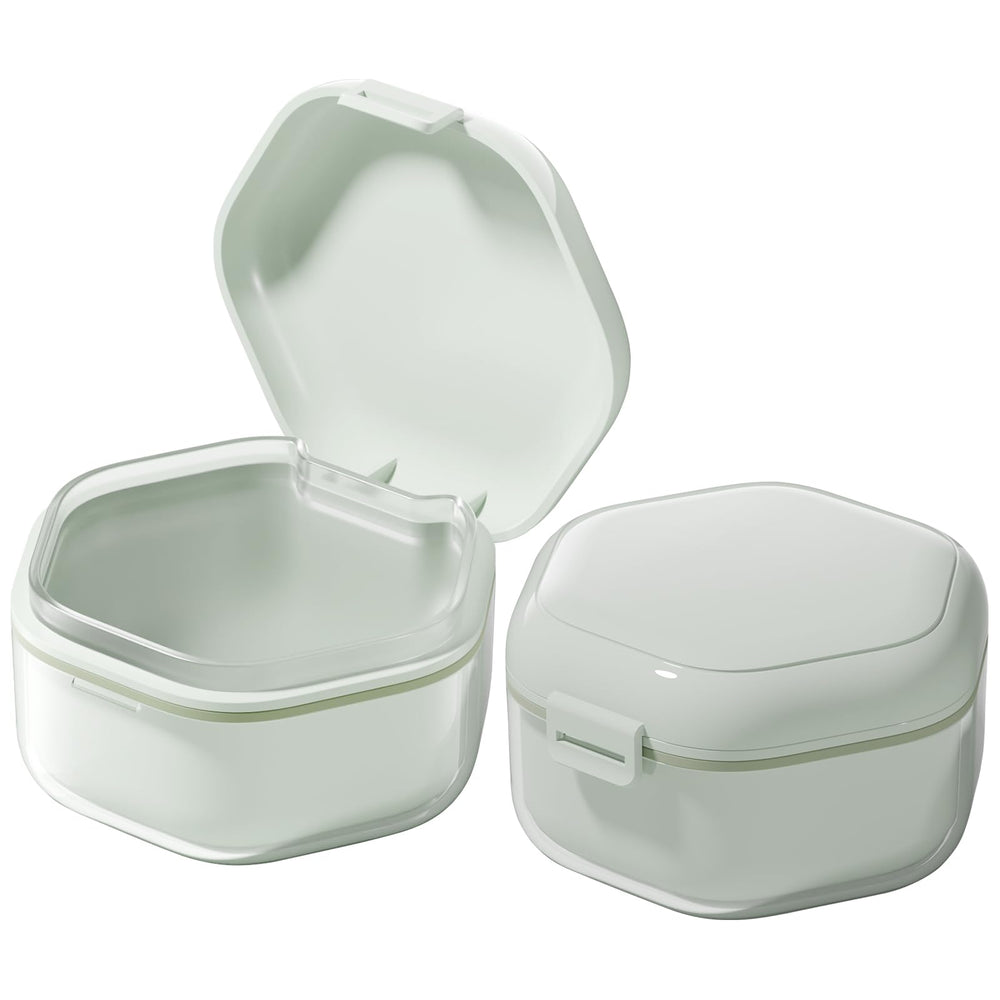 Light green denture bath case exterior