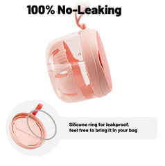 Denture bath case with hidden mirror and built-in denture brush
