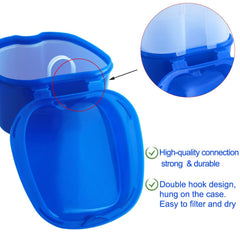 Travel-friendly denture bath cup with compact brush case