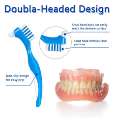 Two denture brushes with soft bristles for gentle cleaning
