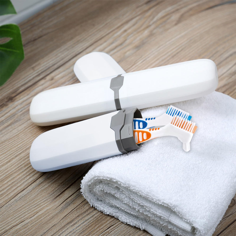 Compact design denture brushes reach tight spots for thorough cleaning