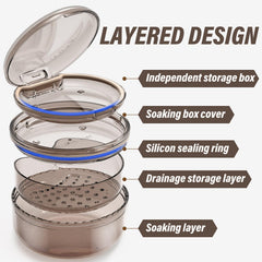 Multi-use denture case for dentures, braces, mouth guards, and night guards