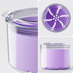 Interior view of purple denture case for dentures and retainers