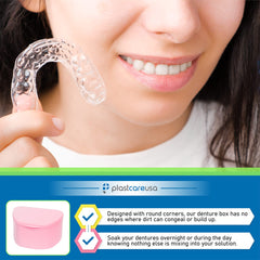Travel-friendly compact denture case for on-the-go use