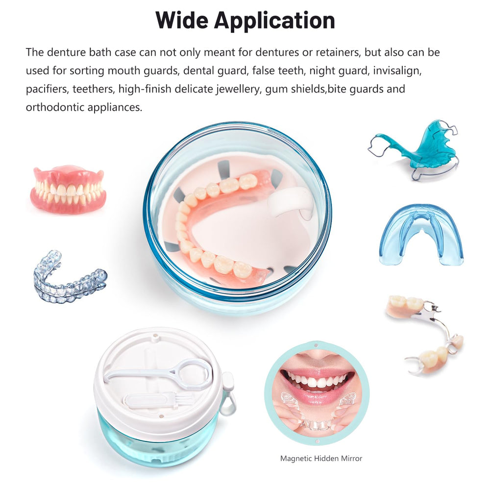 Large denture bath cup for full and partial dentures and retainers