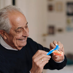 Close-up of denture brush bristles