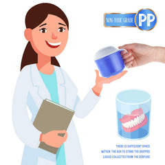 Denture cup with lid for soaking dentures