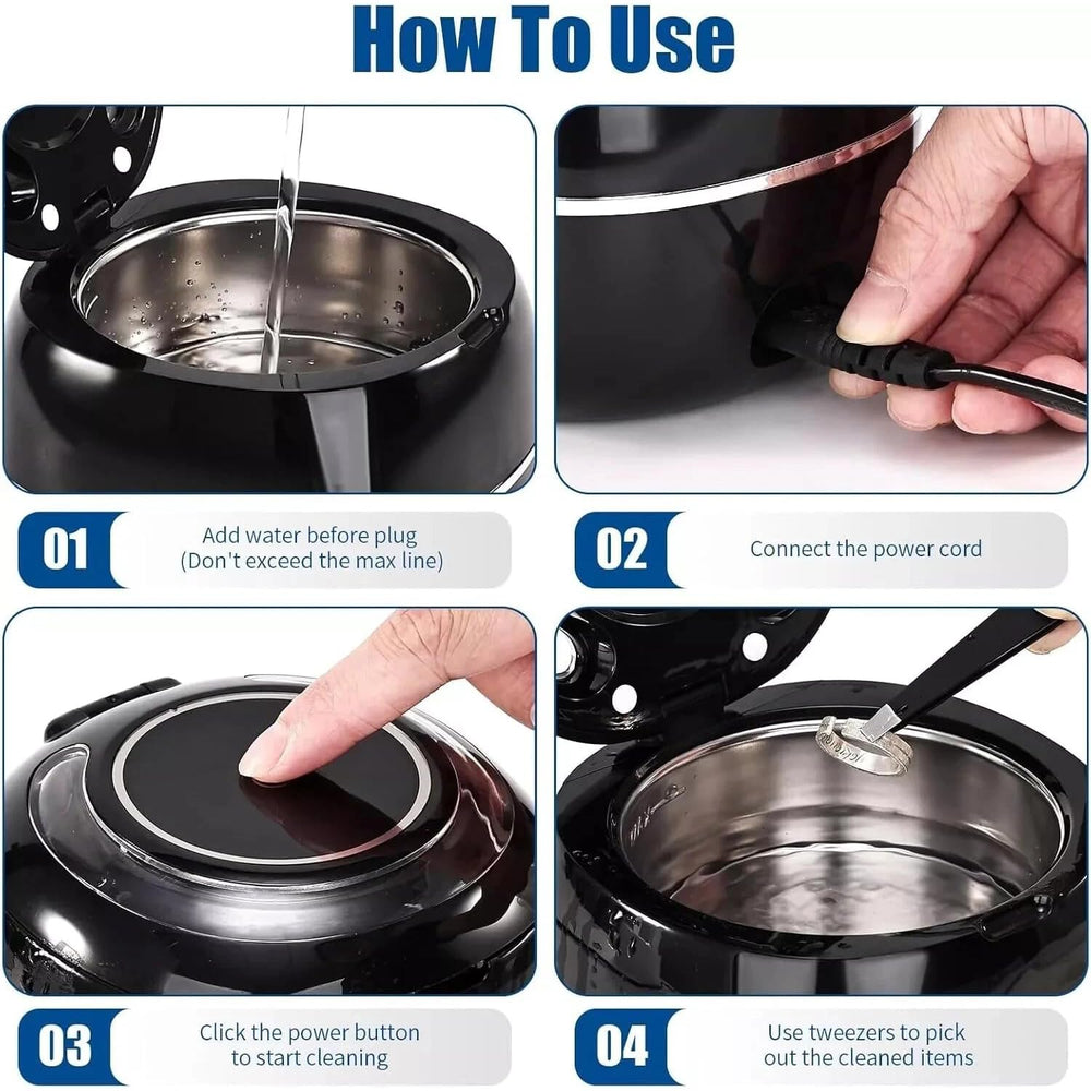 Compact portable denture dome ultrasonic cleaner for travel