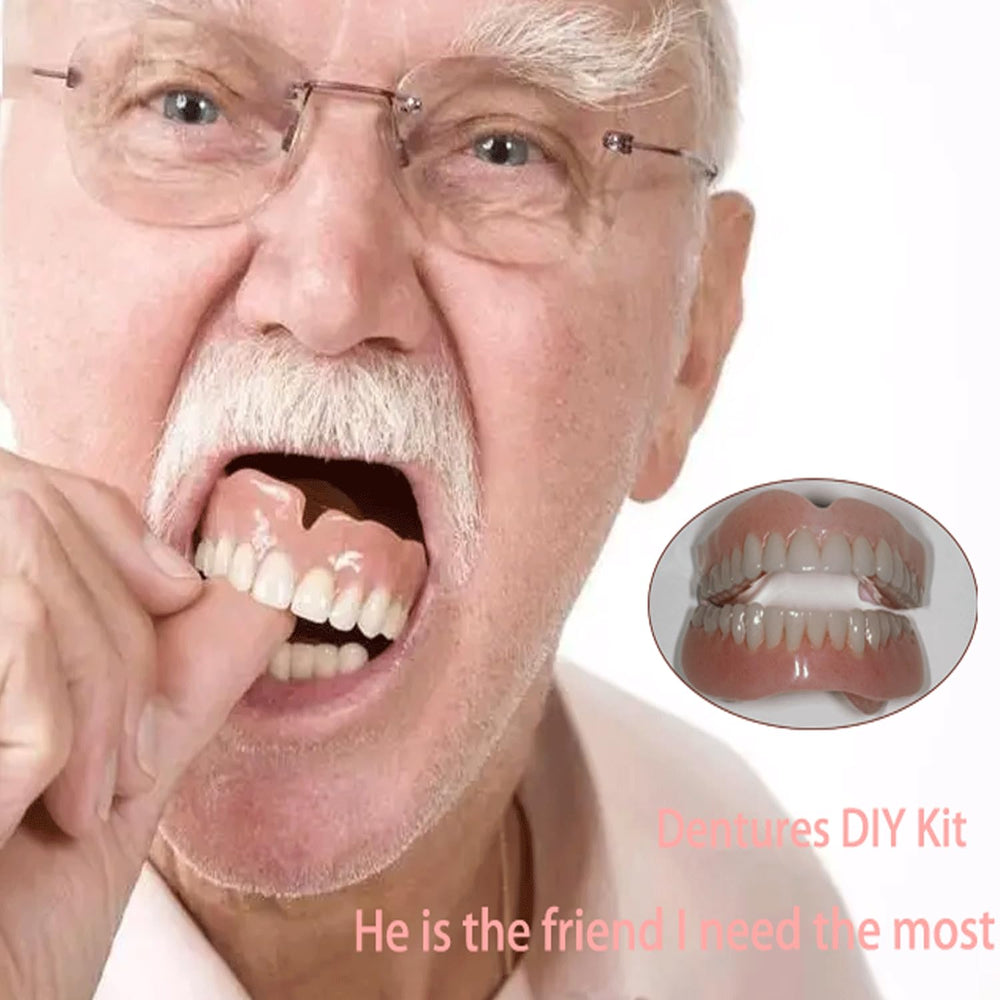 Assorted accessories and materials for DIY denture kit