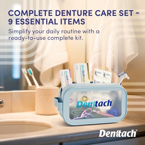 Gold olive oil-based denture adhesive included in kit
