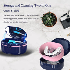 Double-layer denture bath cup in blue